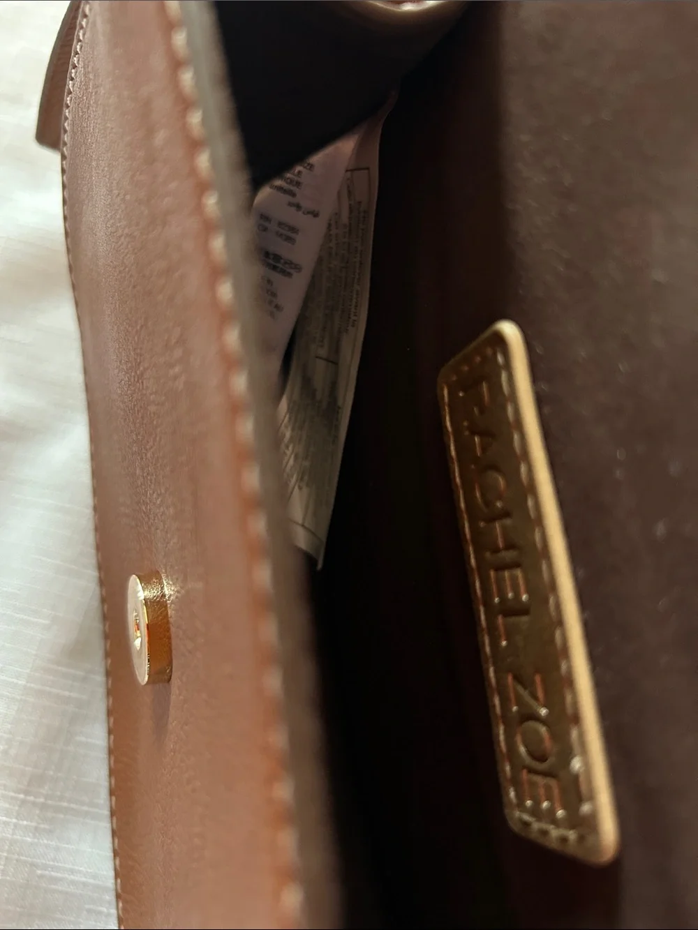 Rachel Zoe Saddle-Style Brown Leather Crossbody with Signature Ring